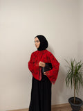 Baskılı Oversize Bluz Kırmızı