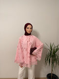 Baskılı Oversize Bluz Pembe